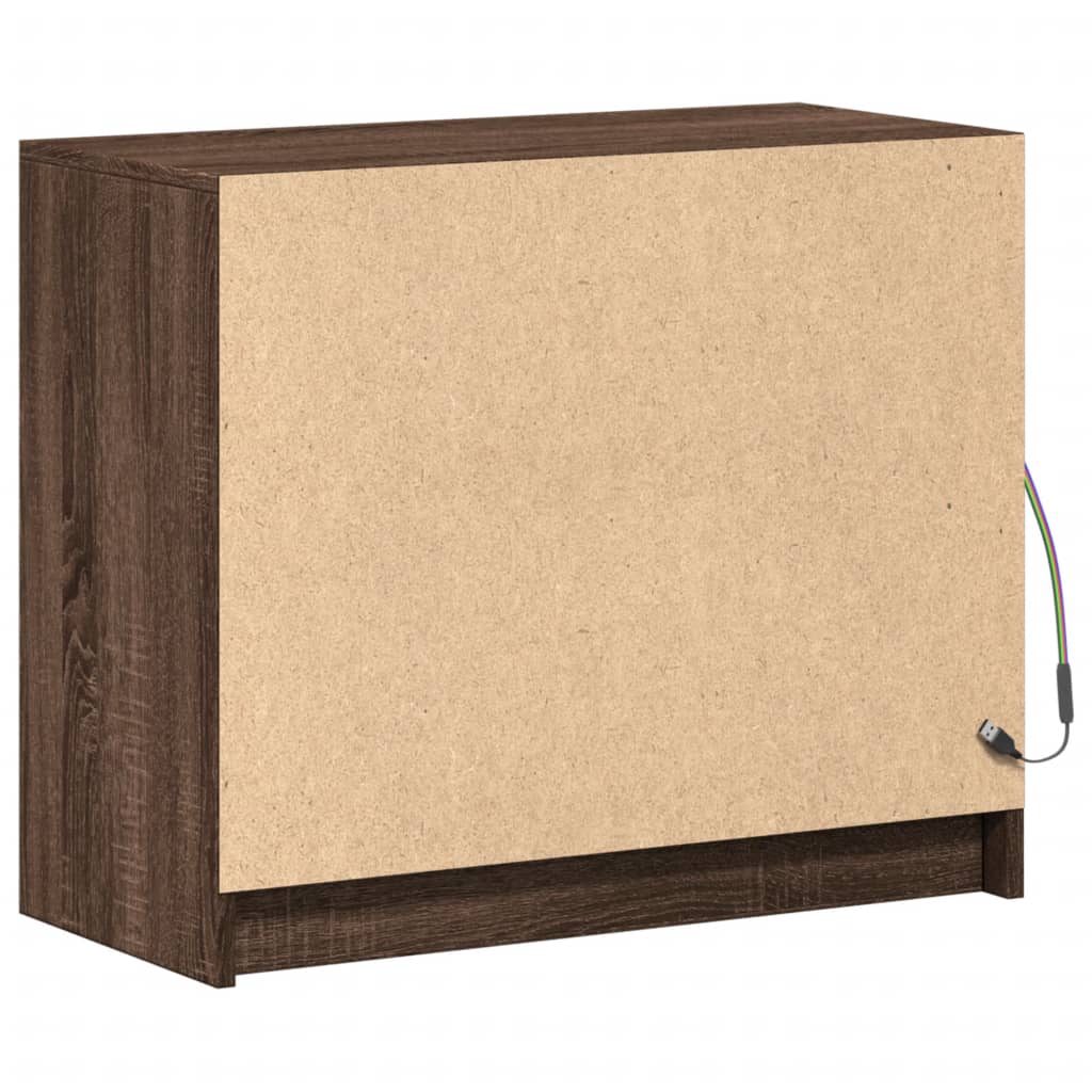 vidaXL Szafka z LED, brązowy dąb, 72x34x61 cm, materiał drewnopochodny