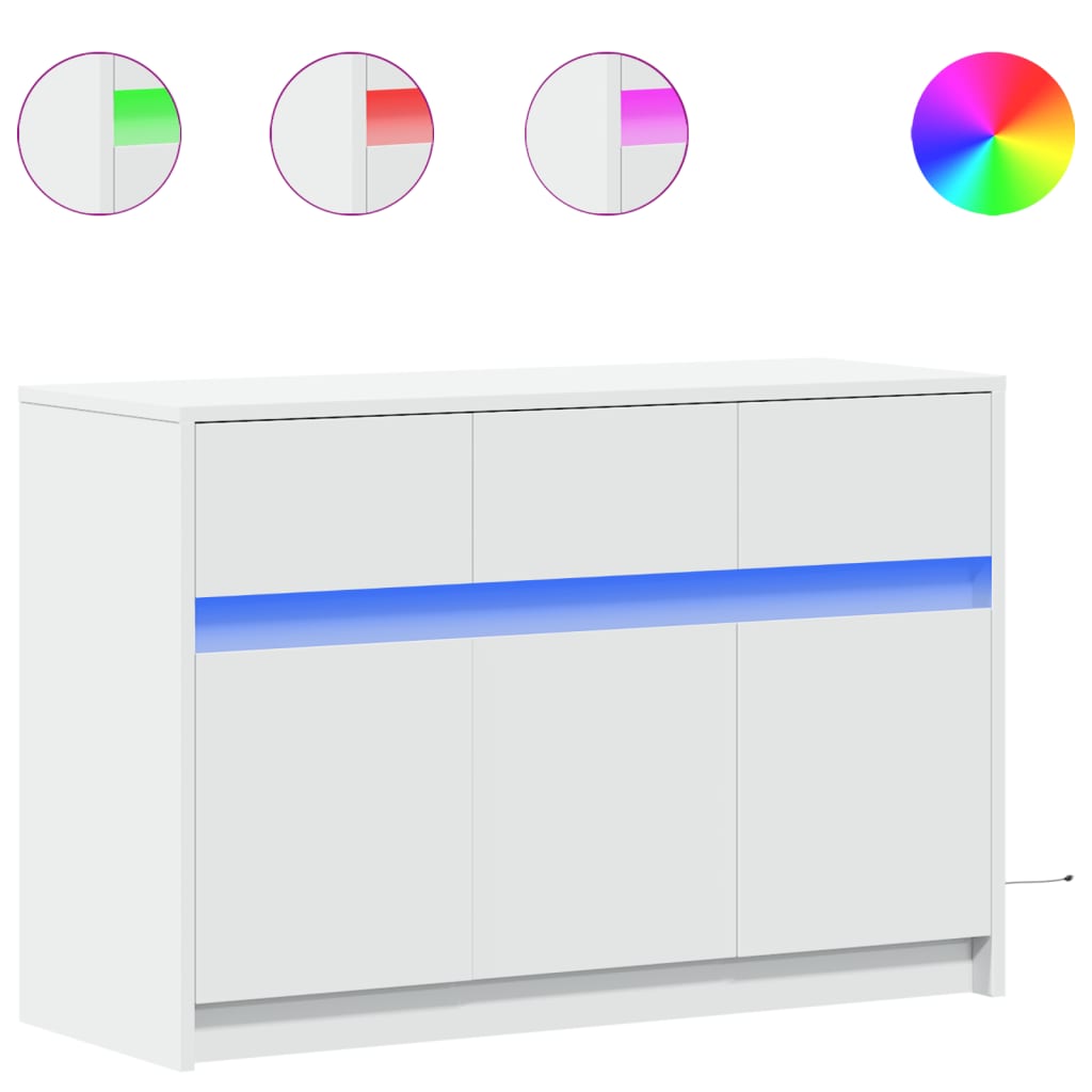 vidaXL Szafka TV z LED, biała, 91x34x61 cm, materiał drewnopochodny