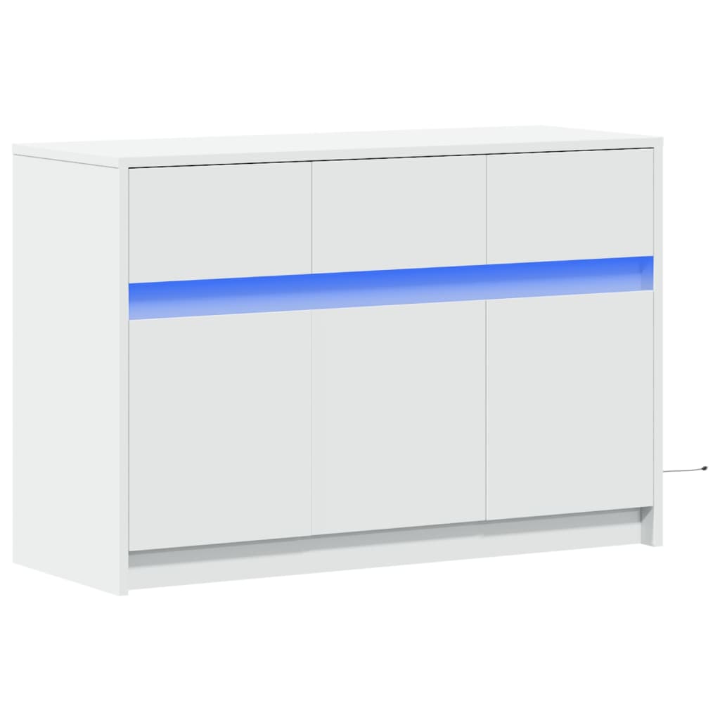 vidaXL Szafka TV z LED, biała, 91x34x61 cm, materiał drewnopochodny
