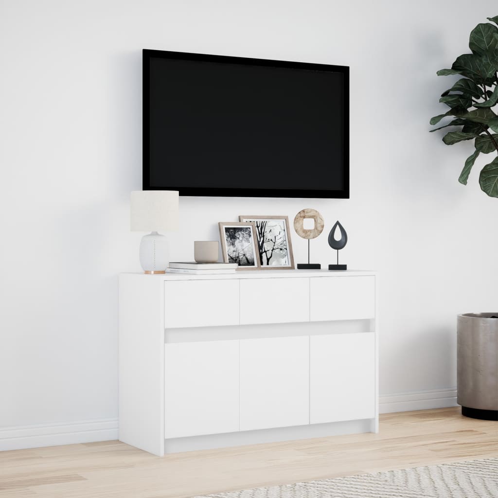 vidaXL Szafka TV z LED, biała, 91x34x61 cm, materiał drewnopochodny