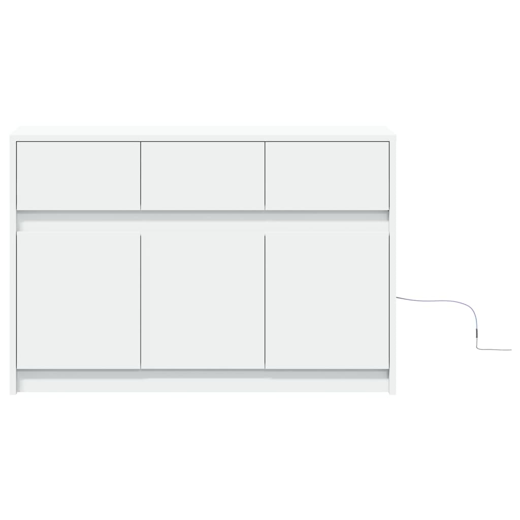 vidaXL Szafka TV z LED, biała, 91x34x61 cm, materiał drewnopochodny