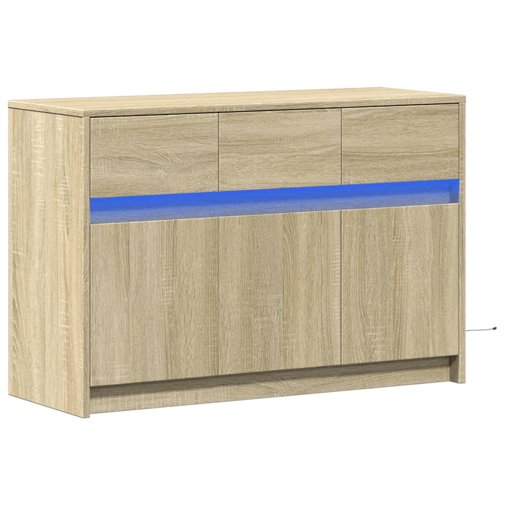 vidaXL Szafka TV z LED, dąb sonoma, 91x34x61 cm