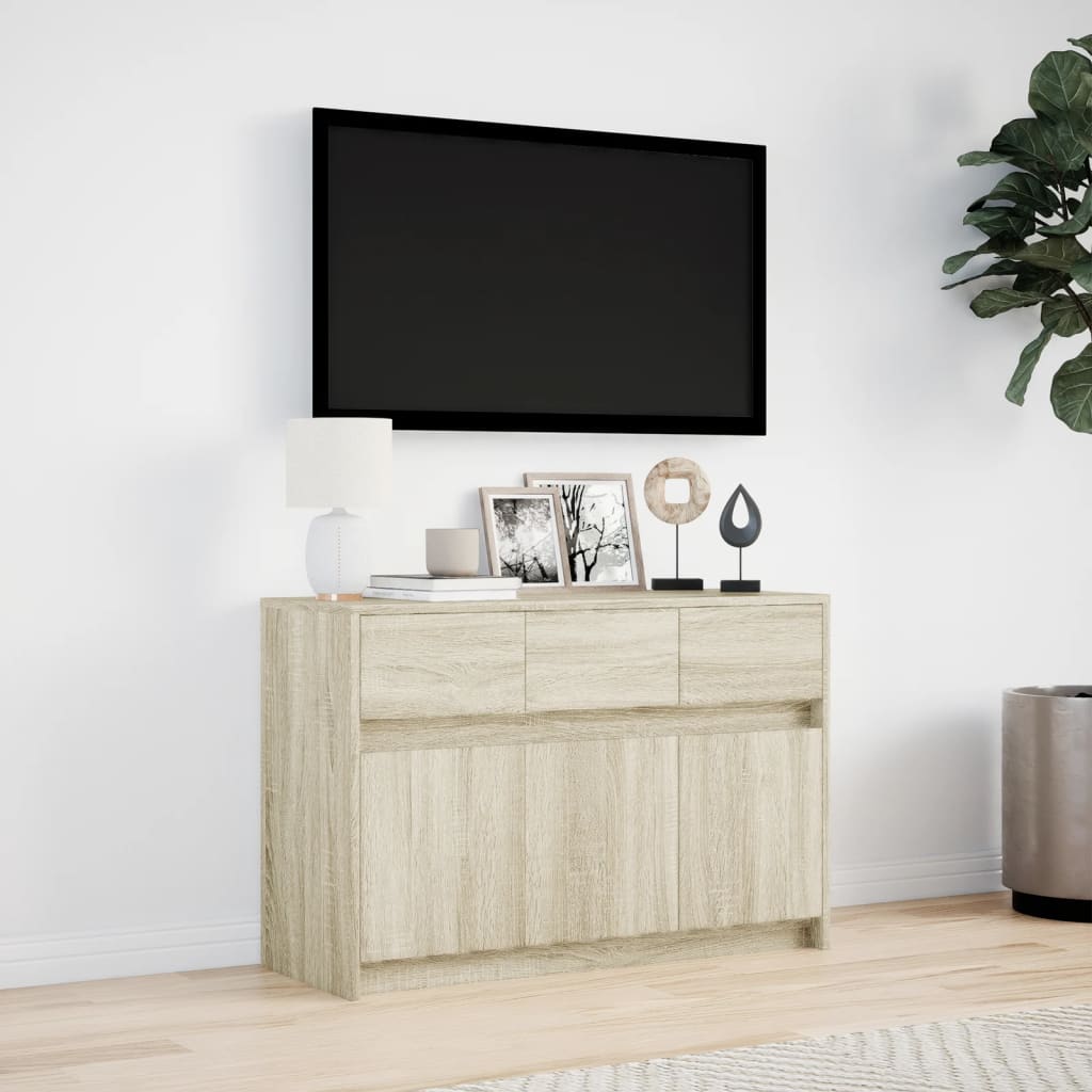 vidaXL Szafka TV z LED, dąb sonoma, 91x34x61 cm