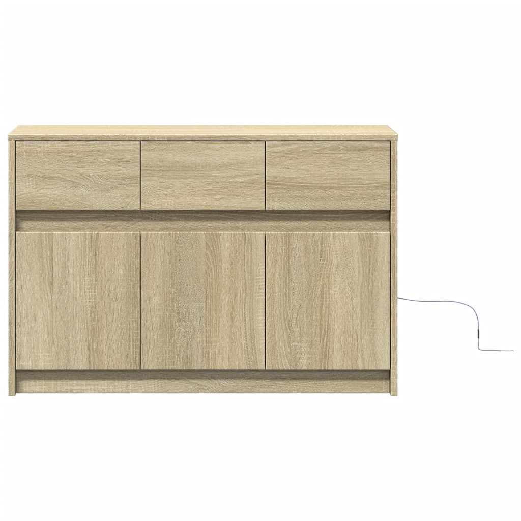 vidaXL Szafka TV z LED, dąb sonoma, 91x34x61 cm