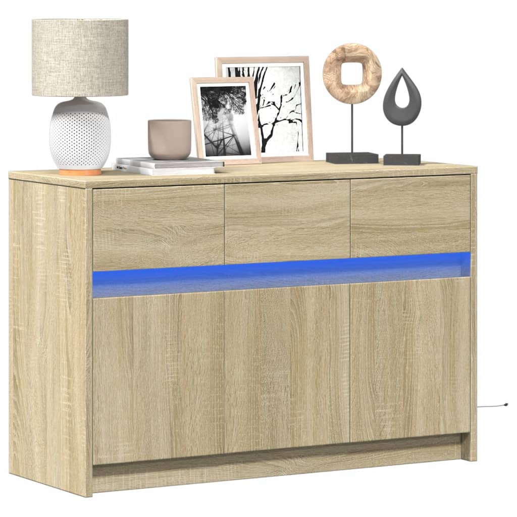 vidaXL Szafka TV z LED, dąb sonoma, 91x34x61 cm