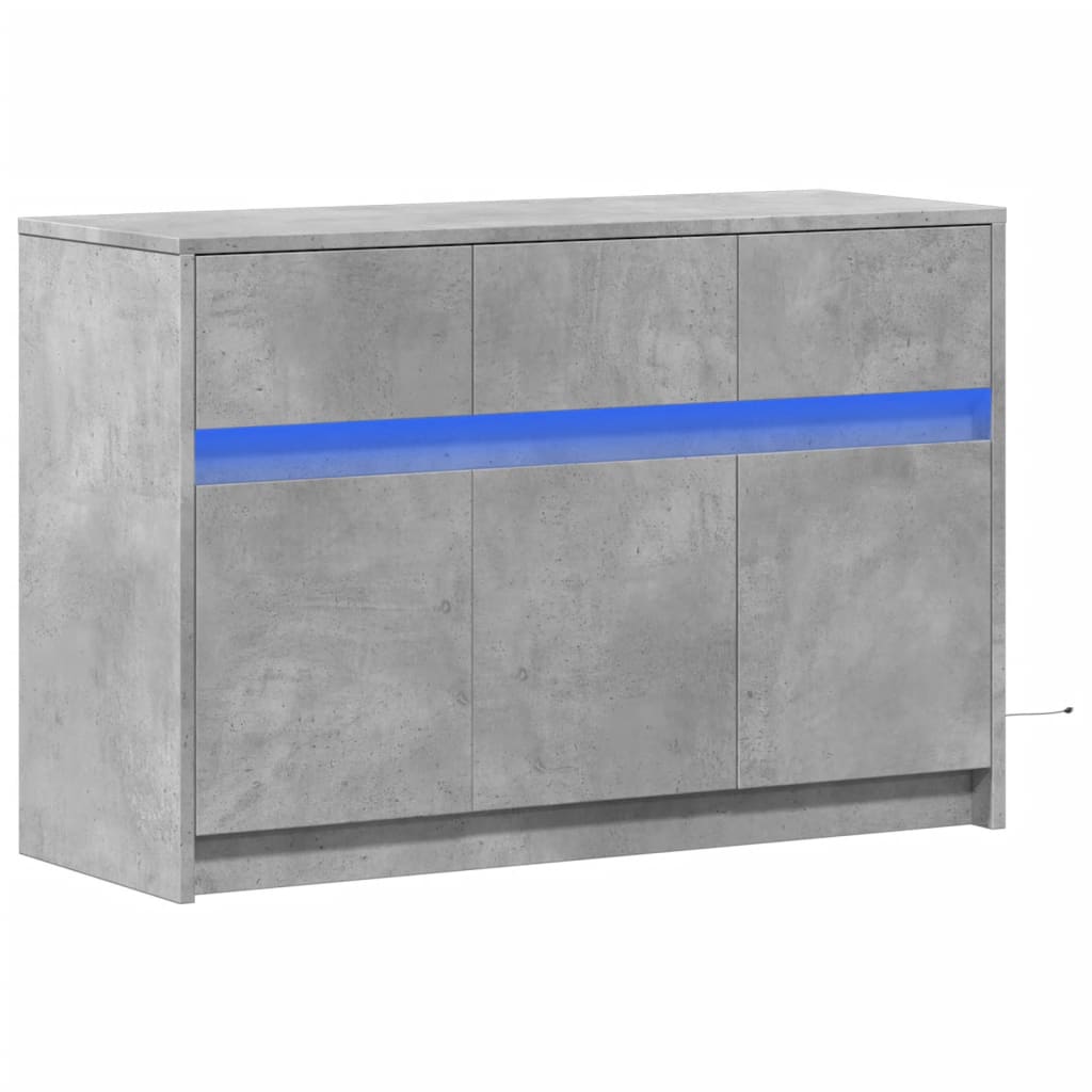 vidaXL Szafka TV z LED, szarość betonu, 91x34x61 cm