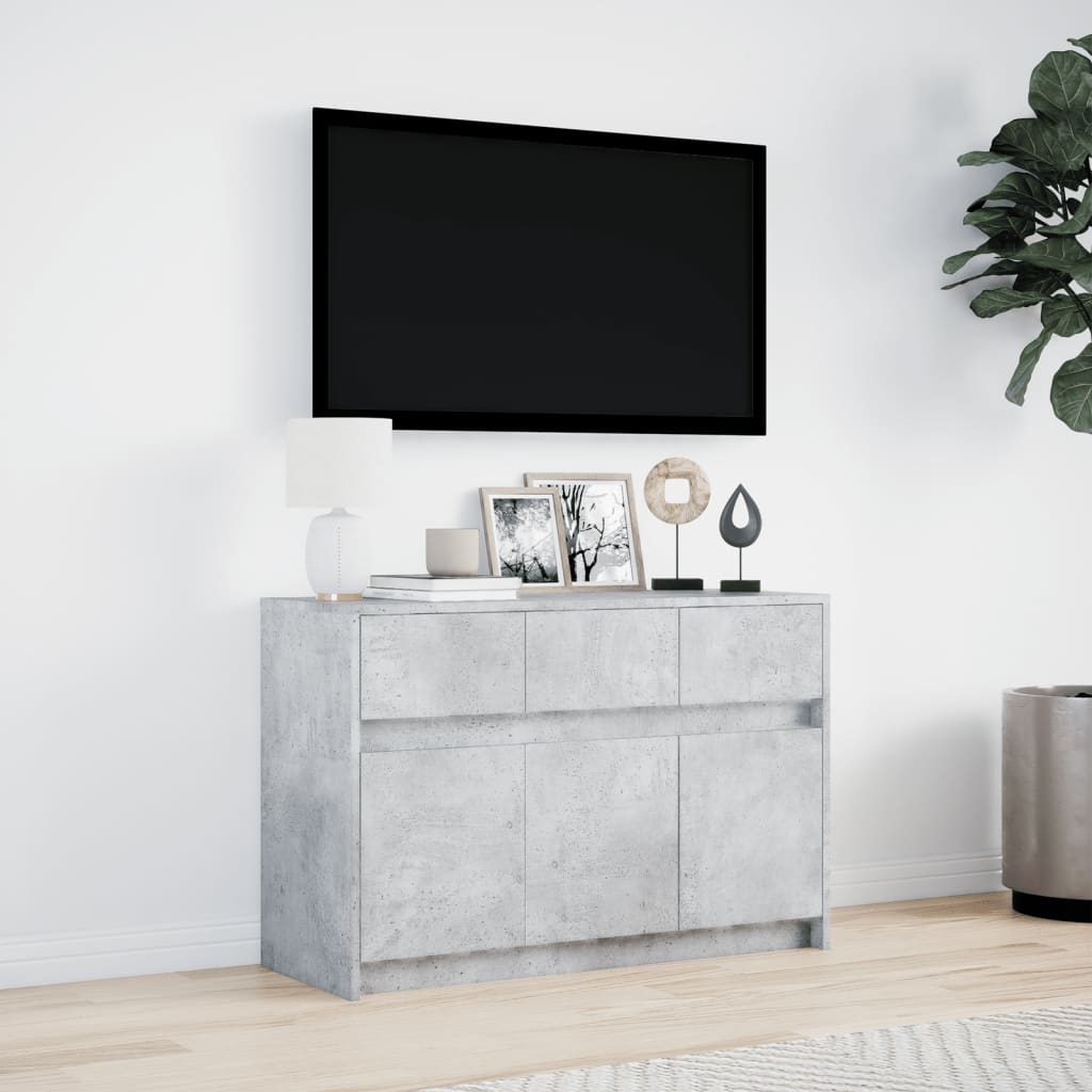 vidaXL Szafka TV z LED, szarość betonu, 91x34x61 cm