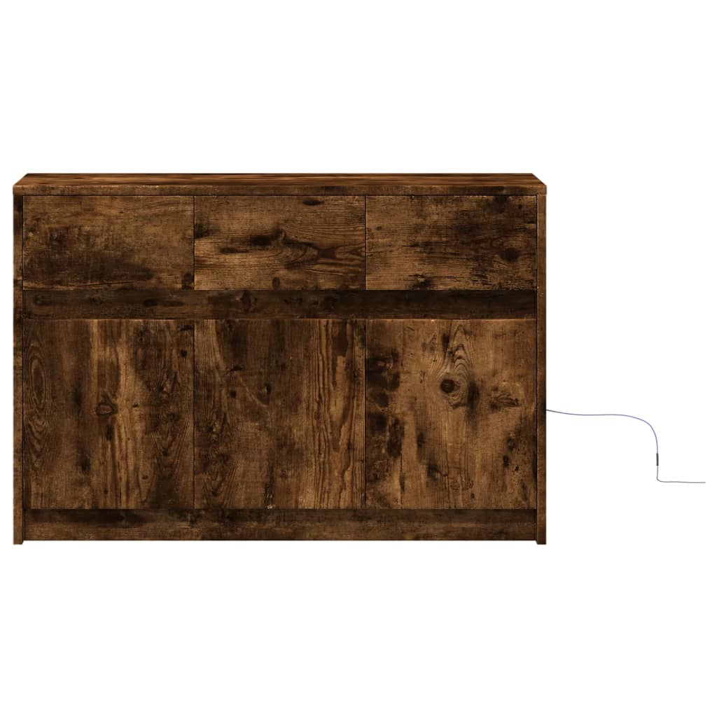 vidaXL Szafka TV z LED, przydymiony dąb, 91x34x61 cm