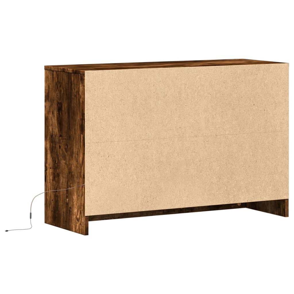 vidaXL Szafka TV z LED, przydymiony dąb, 91x34x61 cm