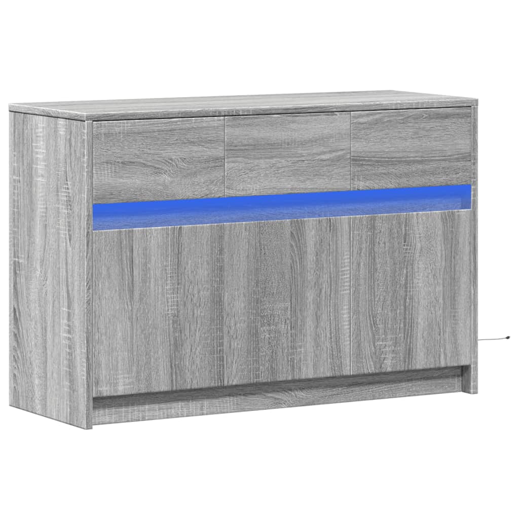 vidaXL Szafka TV z LED, szary dąb sonoma, 91x34x61 cm