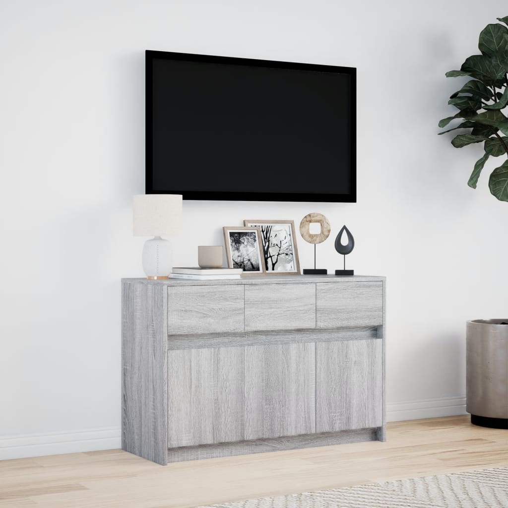 vidaXL Szafka TV z LED, szary dąb sonoma, 91x34x61 cm