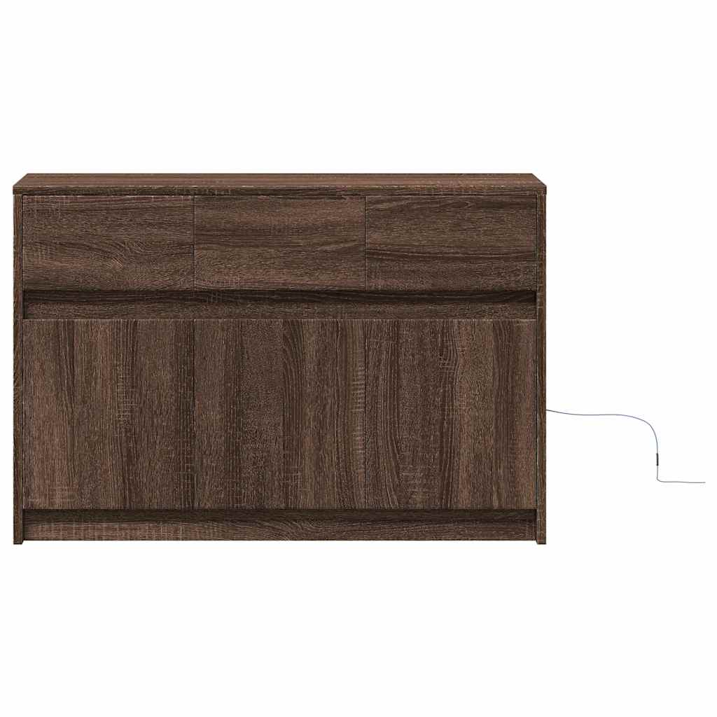 vidaXL Szafka TV z LED, brązowy dąb, 91x34x61 cm