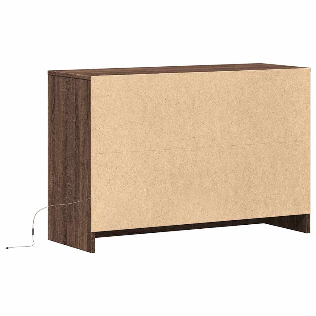 vidaXL Szafka TV z LED, brązowy dąb, 91x34x61 cm