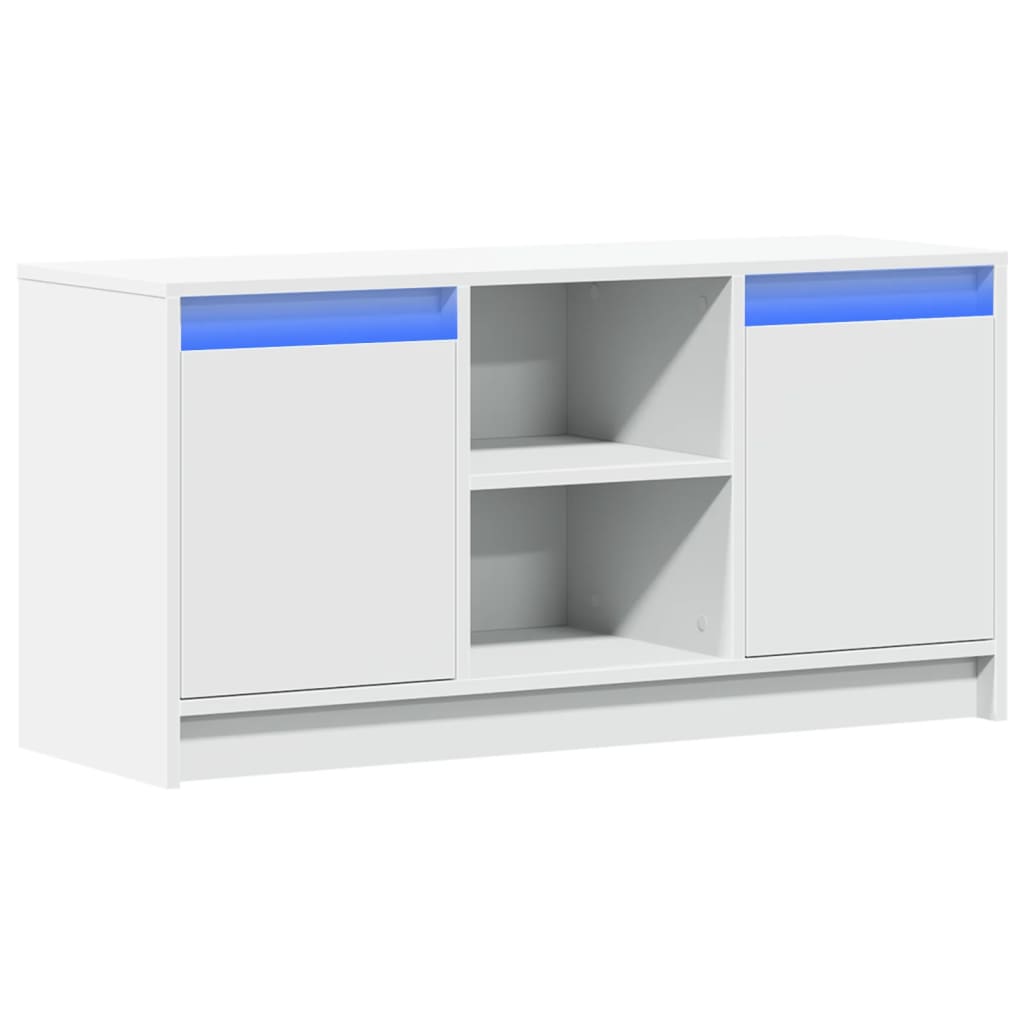 vidaXL Szafka TV z LED, biała, 100x34x50 cm, materiał drewnopochodny