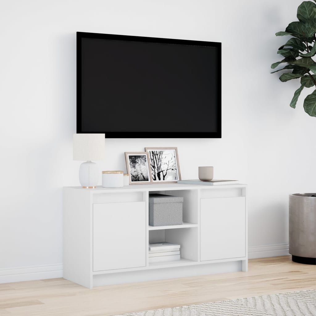 vidaXL Szafka TV z LED, biała, 100x34x50 cm, materiał drewnopochodny