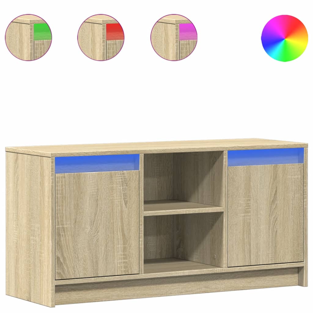 vidaXL Szafka pod TV z LED, dąb sonoma, 100x34x50 cm