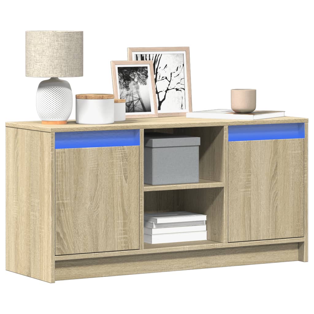 vidaXL Szafka pod TV z LED, dąb sonoma, 100x34x50 cm