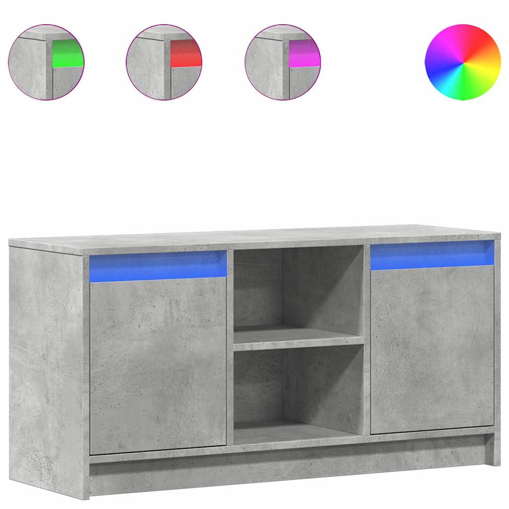 vidaXL Szafka pod TV z LED, szarość betonu, 100x34x50 cm