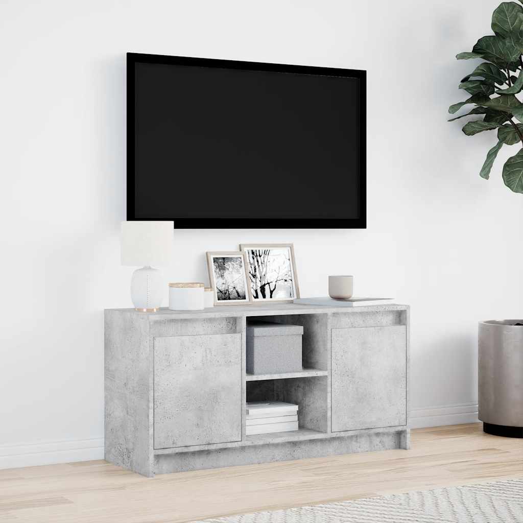 vidaXL Szafka pod TV z LED, szarość betonu, 100x34x50 cm