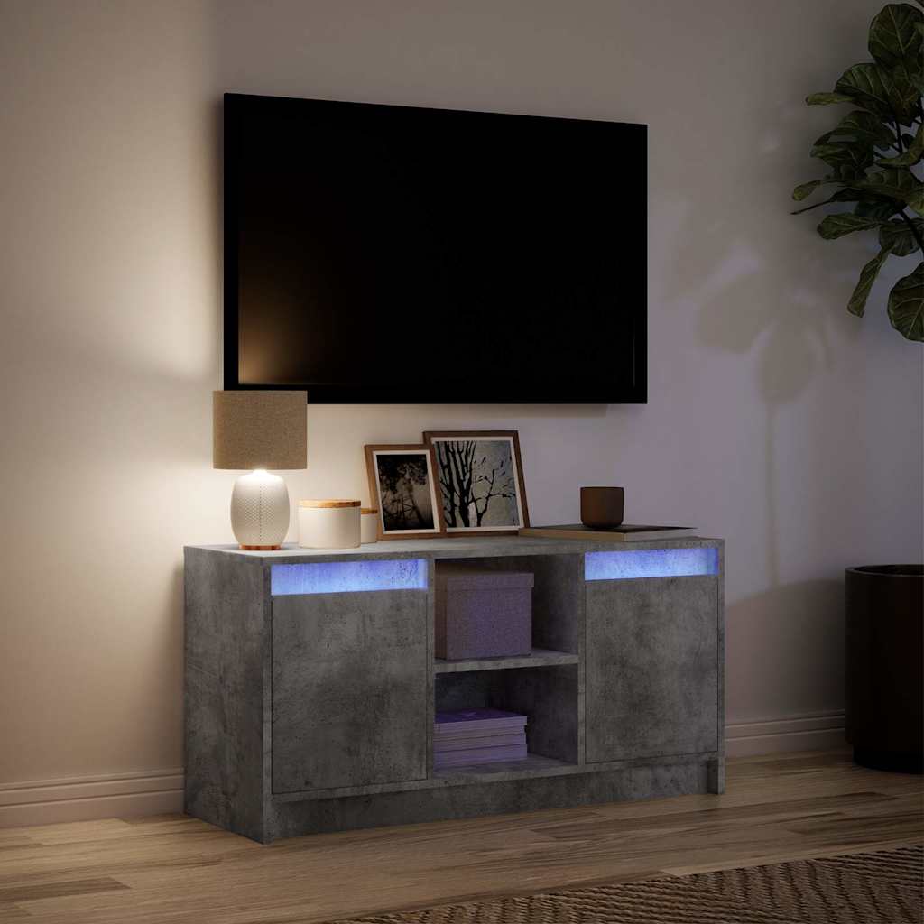 vidaXL Szafka pod TV z LED, szarość betonu, 100x34x50 cm