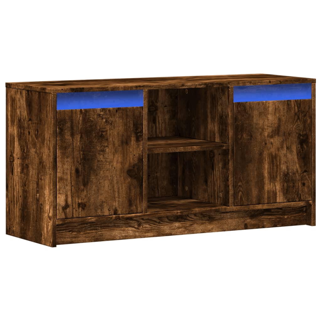 vidaXL Szafka pod TV z LED, przydymiony dąb, 100x34x50 cm