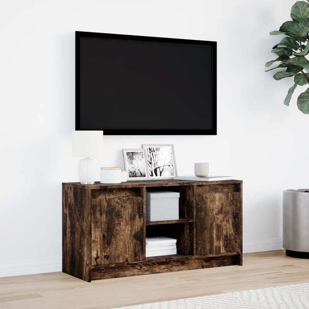 vidaXL Szafka pod TV z LED, przydymiony dąb, 100x34x50 cm