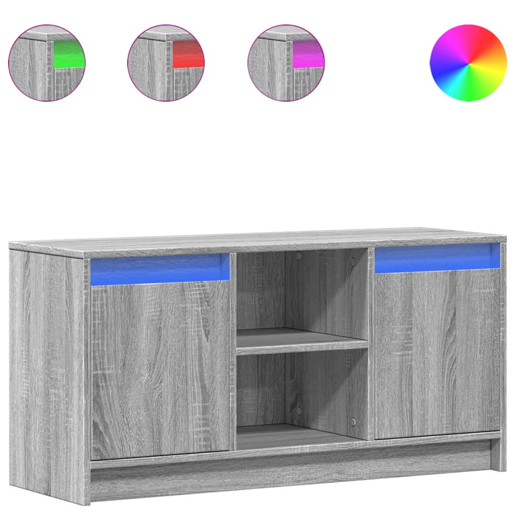 vidaXL Szafka pod TV z LED, szary dąb sonoma, 100x34x50 cm