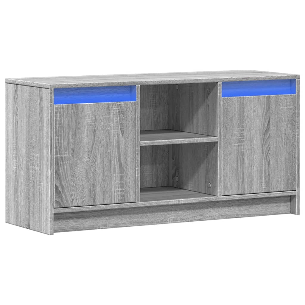 vidaXL Szafka pod TV z LED, szary dąb sonoma, 100x34x50 cm