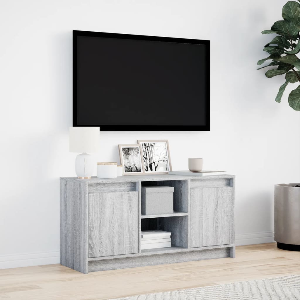 vidaXL Szafka pod TV z LED, szary dąb sonoma, 100x34x50 cm