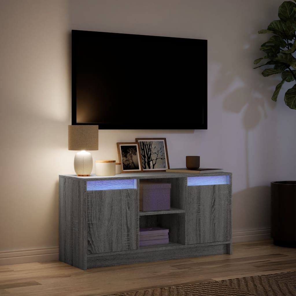 vidaXL Szafka pod TV z LED, szary dąb sonoma, 100x34x50 cm