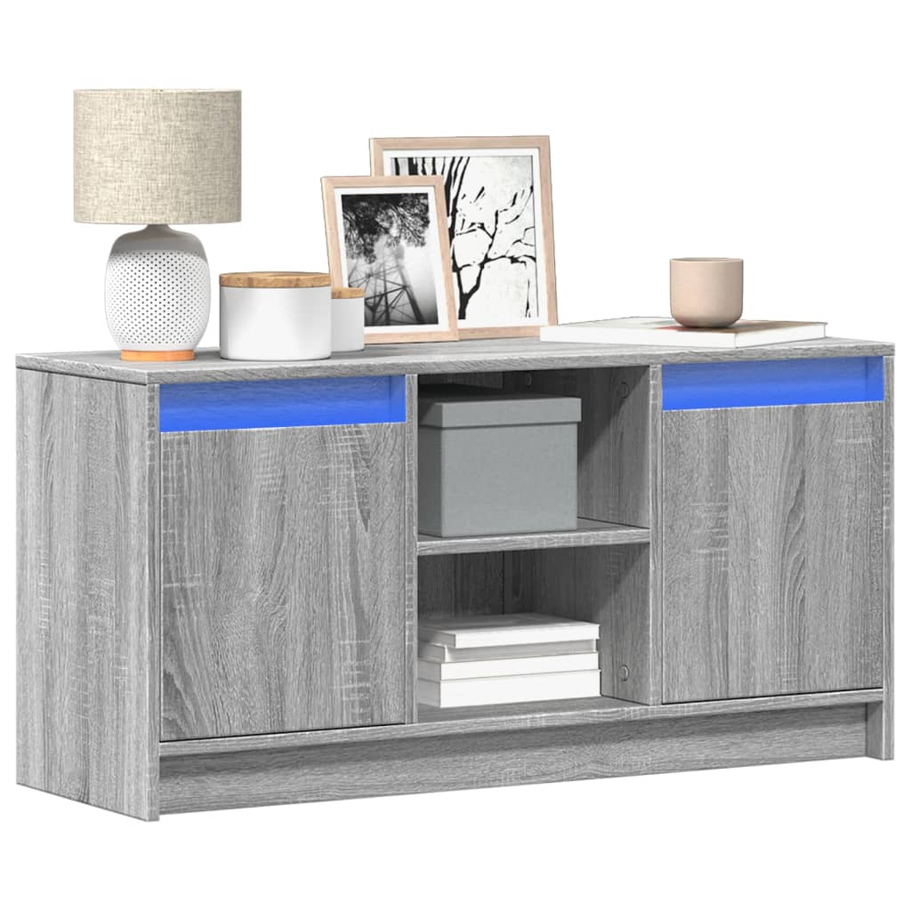 vidaXL Szafka pod TV z LED, szary dąb sonoma, 100x34x50 cm