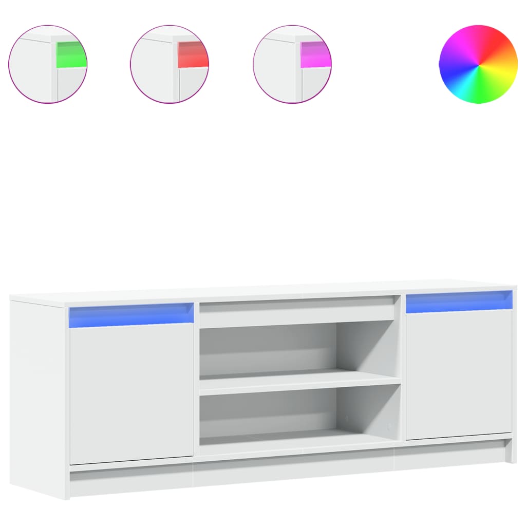 vidaXL Szafka TV z LED, biała, 139,5x34x50 cm, materiał drewnopochodny