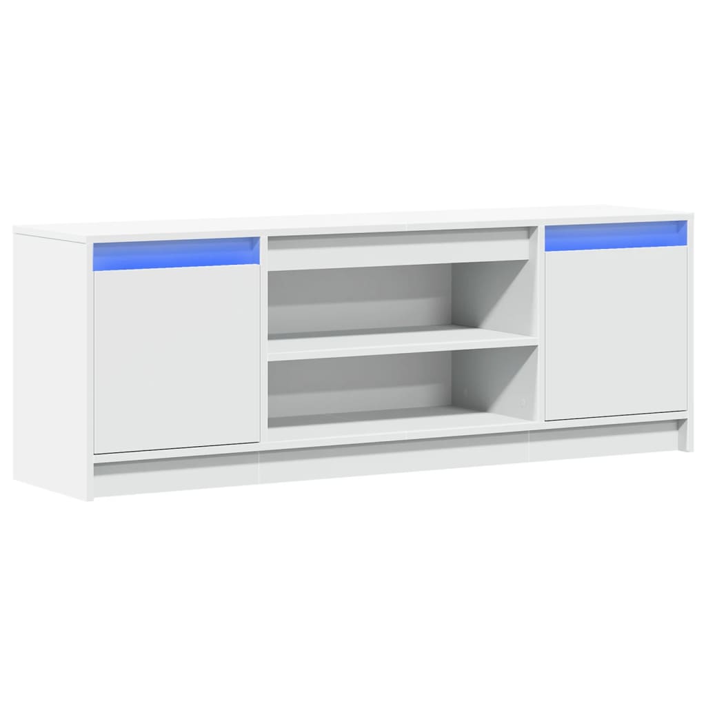 vidaXL Szafka TV z LED, biała, 139,5x34x50 cm, materiał drewnopochodny