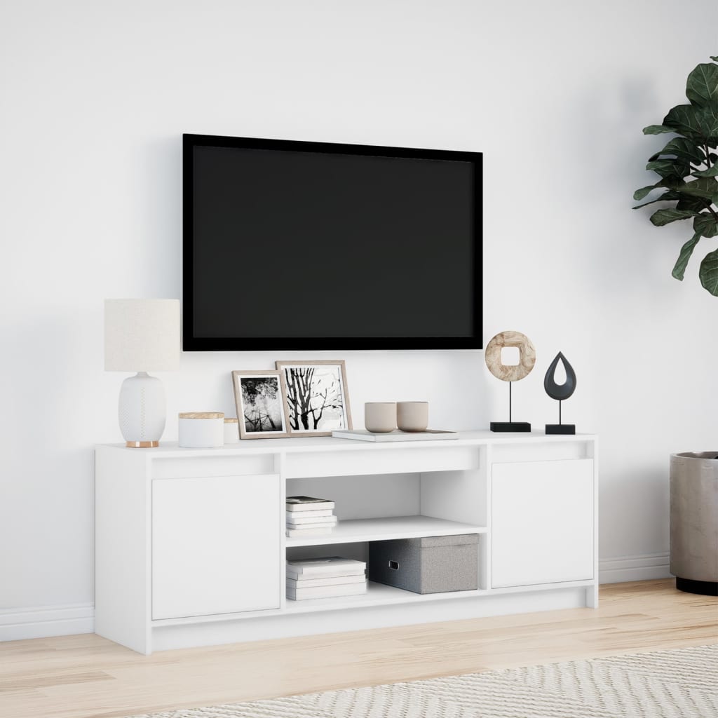 vidaXL Szafka TV z LED, biała, 139,5x34x50 cm, materiał drewnopochodny