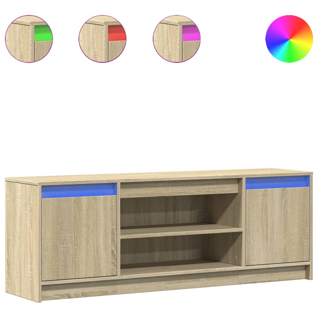 vidaXL Szafka pod TV z LED, dąb sonoma, 139,5x34x50 cm