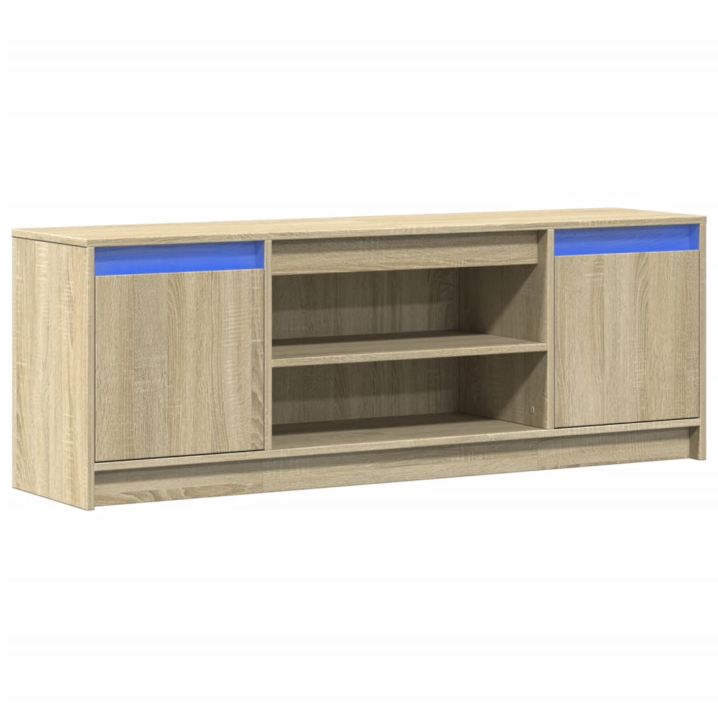vidaXL Szafka pod TV z LED, dąb sonoma, 139,5x34x50 cm