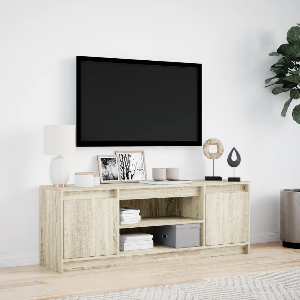 vidaXL Szafka pod TV z LED, dąb sonoma, 139,5x34x50 cm