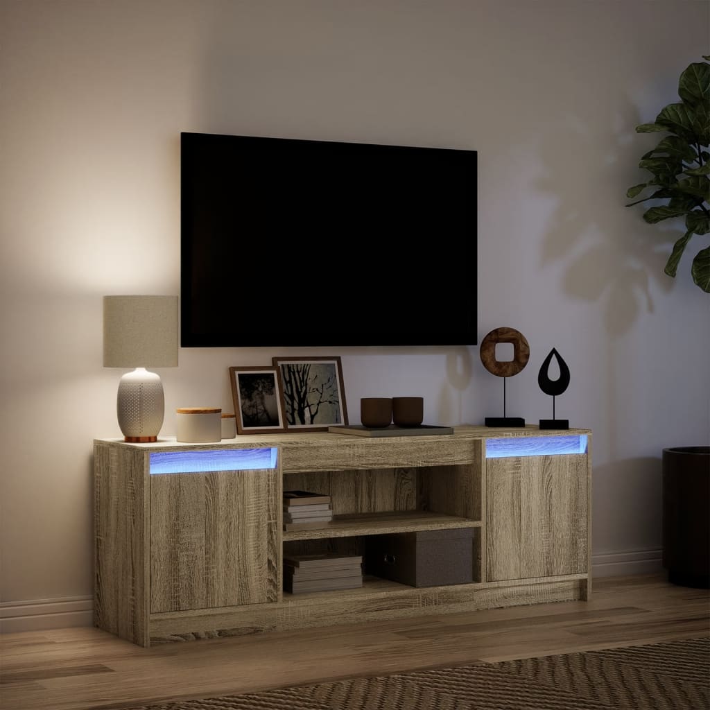 vidaXL Szafka pod TV z LED, dąb sonoma, 139,5x34x50 cm