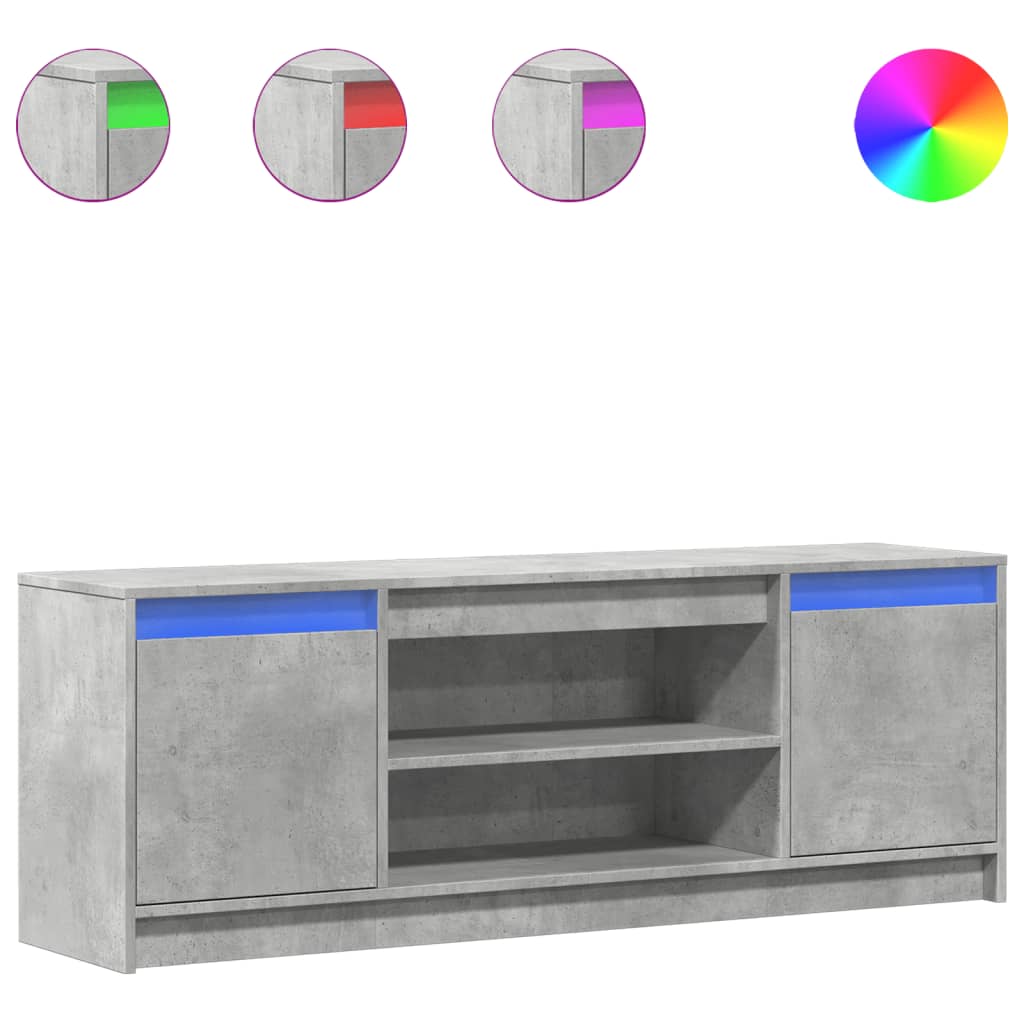 vidaXL Szafka pod TV z LED, szarość betonu, 139,5x34x50 cm