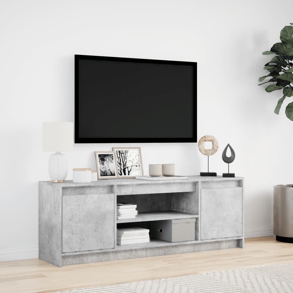 vidaXL Szafka pod TV z LED, szarość betonu, 139,5x34x50 cm