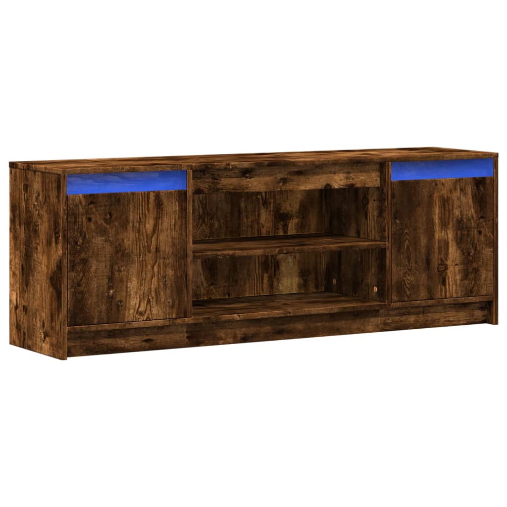 vidaXL Szafka pod TV z LED, przydymiony dąb, 139,5x34x50 cm