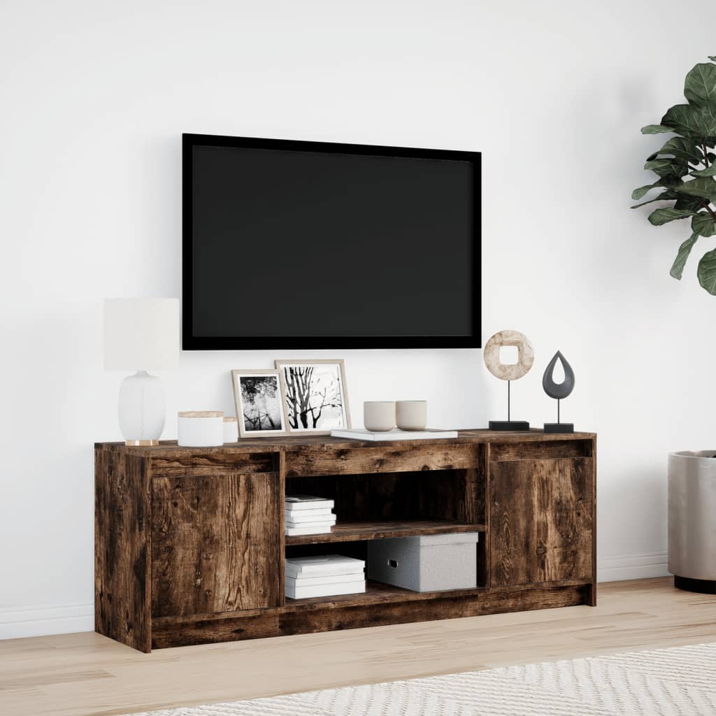 vidaXL Szafka pod TV z LED, przydymiony dąb, 139,5x34x50 cm