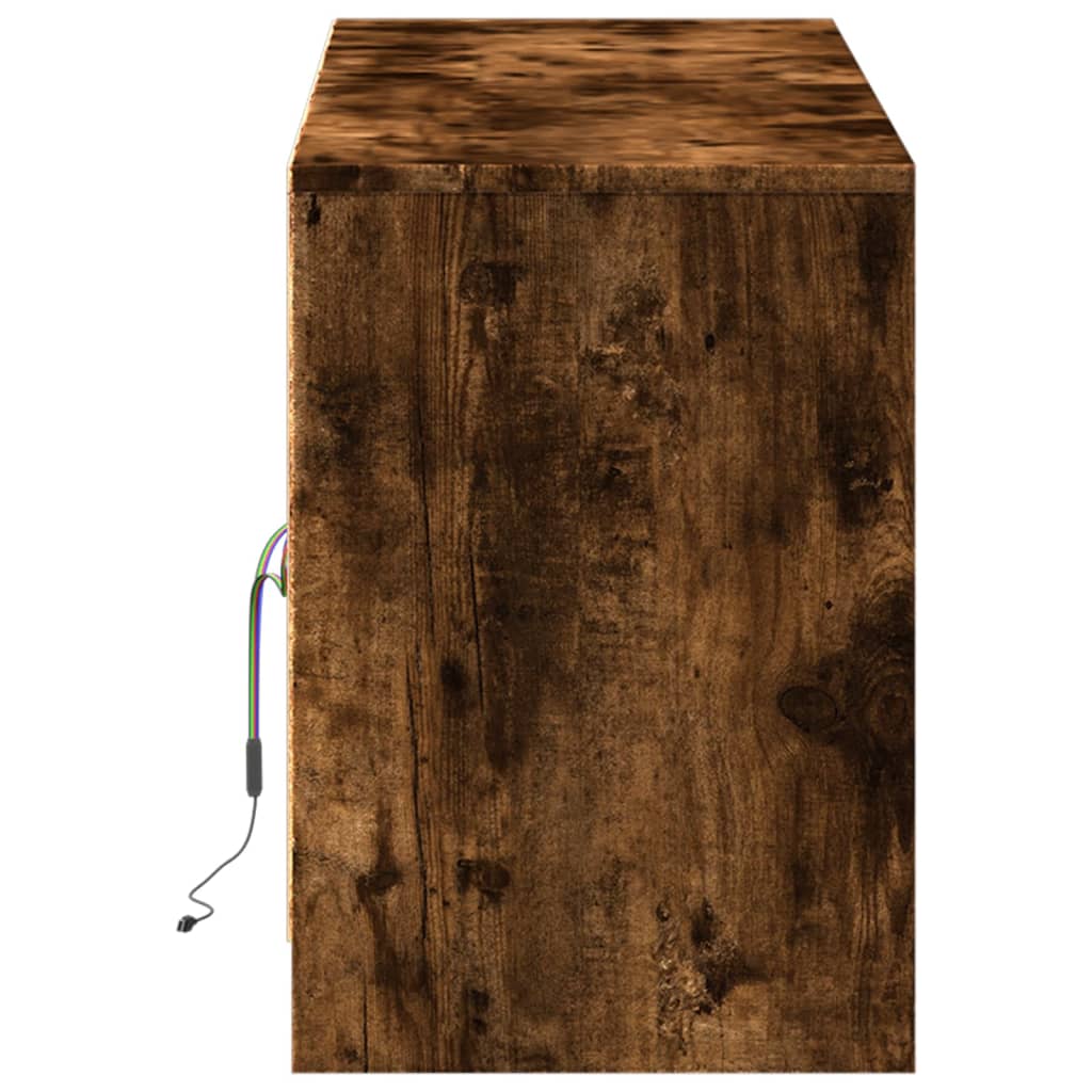 vidaXL Szafka pod TV z LED, przydymiony dąb, 139,5x34x50 cm