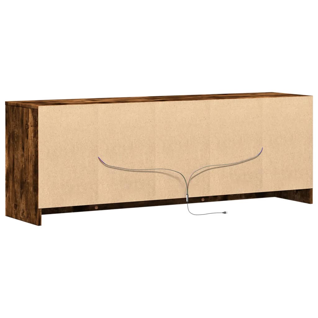 vidaXL Szafka pod TV z LED, przydymiony dąb, 139,5x34x50 cm