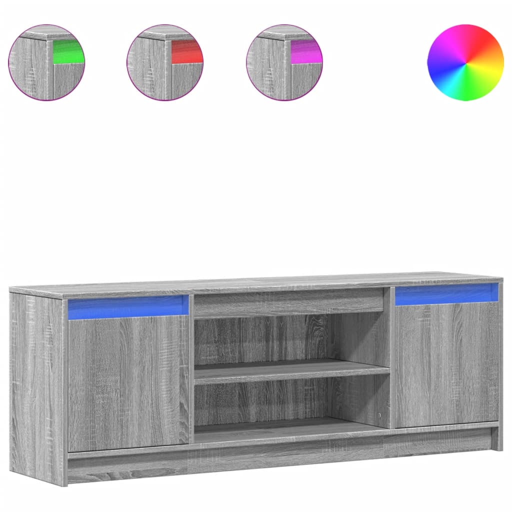 vidaXL Szafka pod TV z LED, szary dąb sonoma, 139,5x34x50 cm