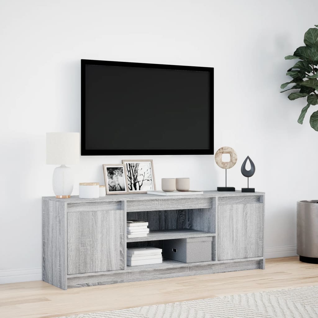vidaXL Szafka pod TV z LED, szary dąb sonoma, 139,5x34x50 cm