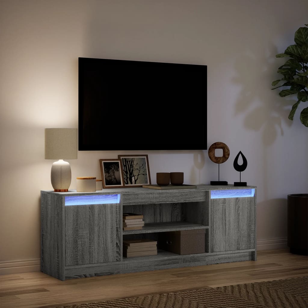 vidaXL Szafka pod TV z LED, szary dąb sonoma, 139,5x34x50 cm
