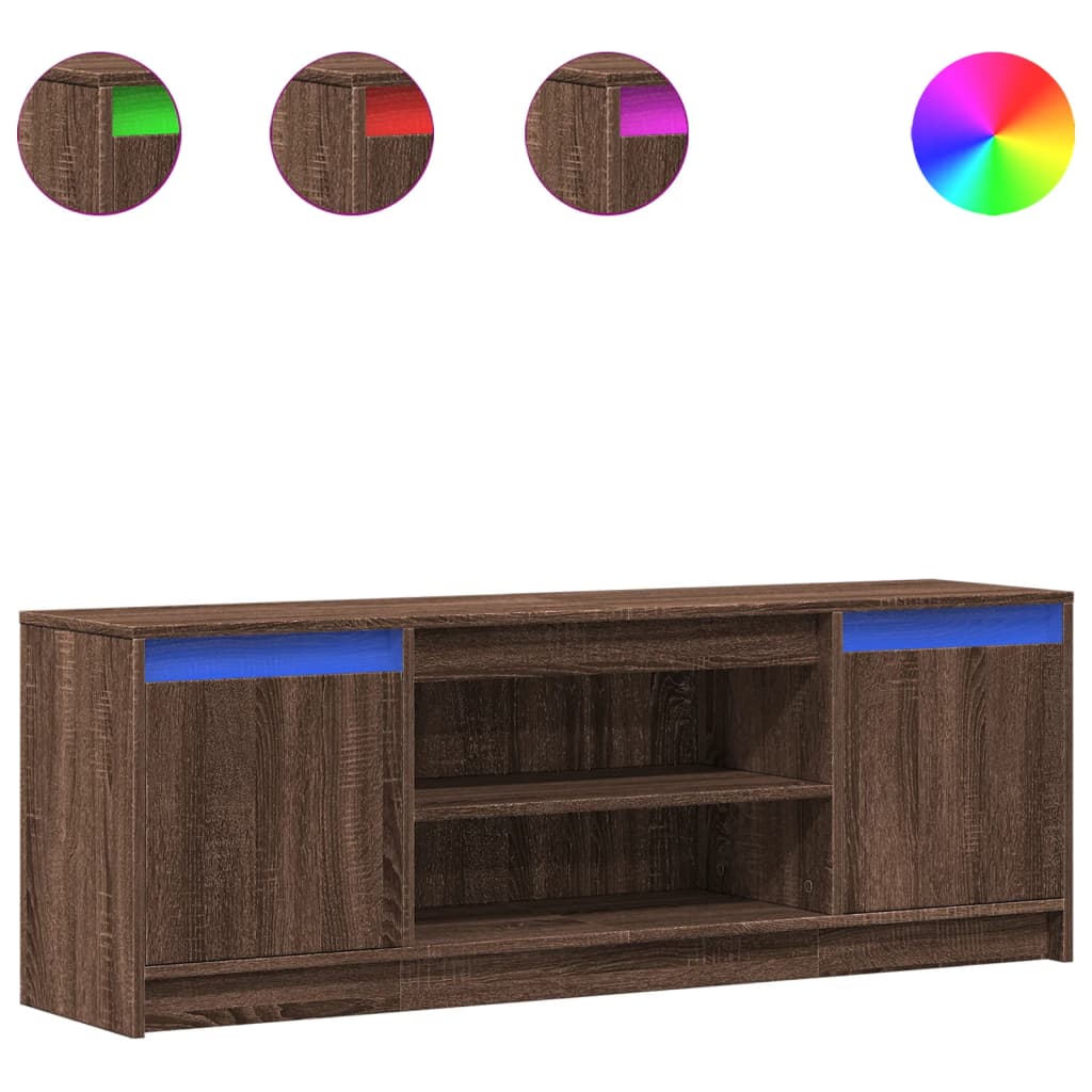 vidaXL Szafka pod TV z LED, brązowy dąb, 139,5x34x50 cm