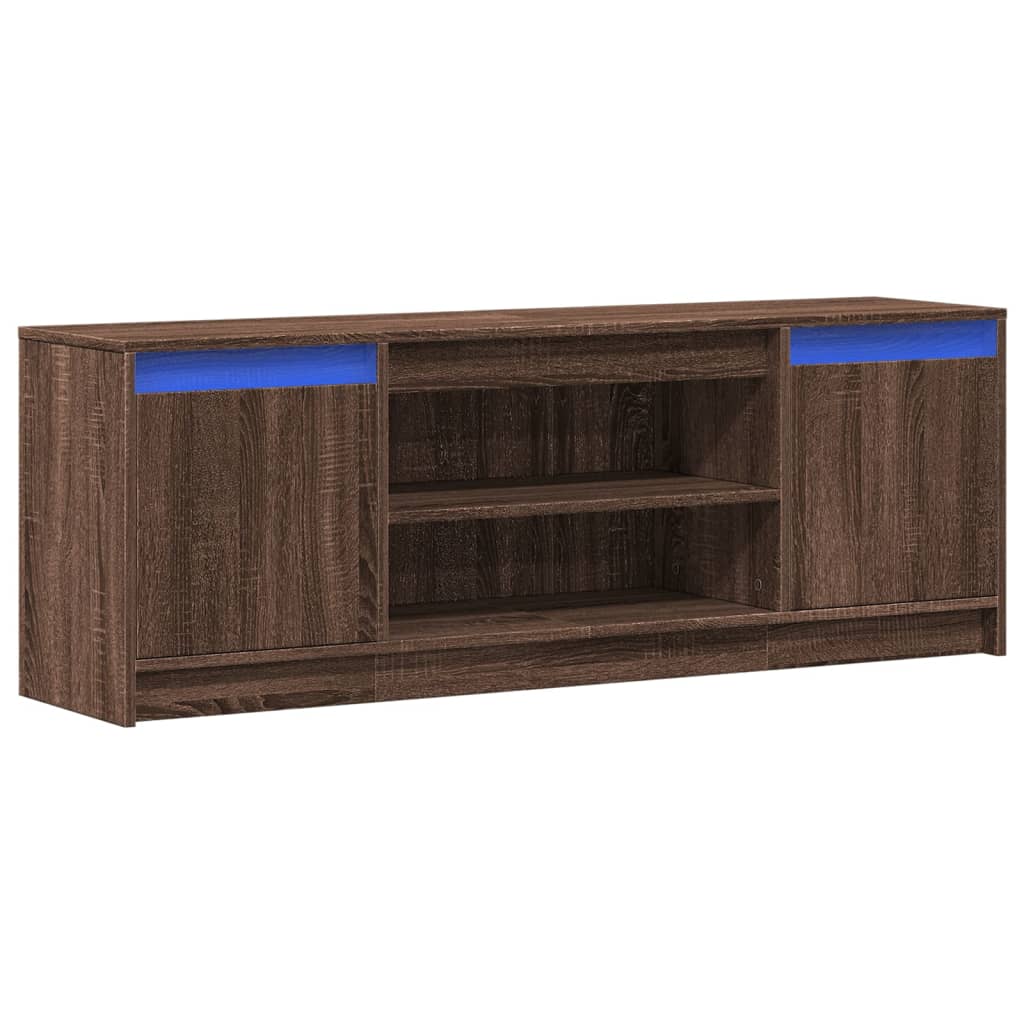 vidaXL Szafka pod TV z LED, brązowy dąb, 139,5x34x50 cm