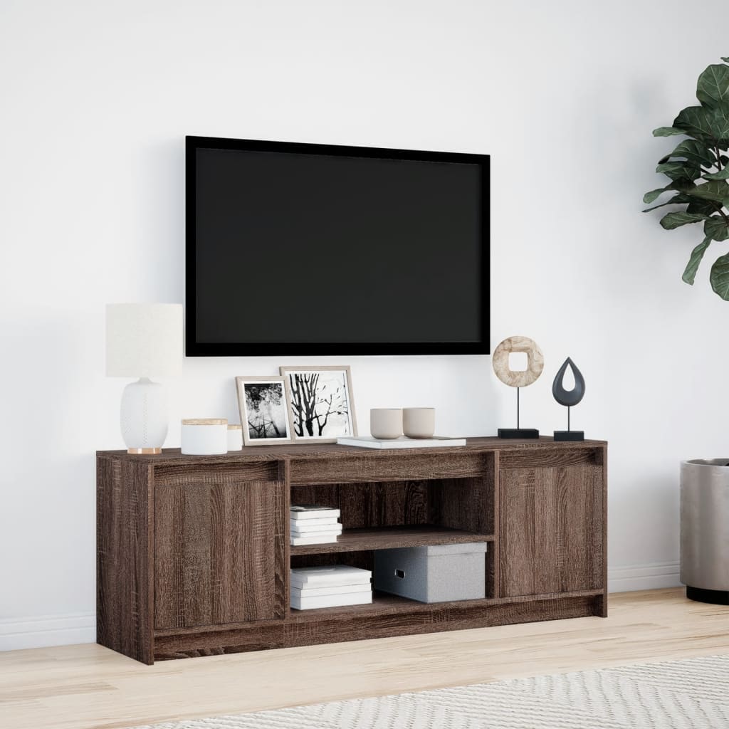 vidaXL Szafka pod TV z LED, brązowy dąb, 139,5x34x50 cm